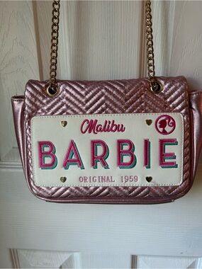 Skinnydip London X Barbie Metallic Malibu Pink Quilted Crossbody with Gold Chain